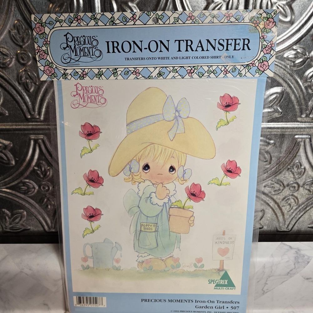 Vtg 1993 Precious Moments‎ Iron-On Transfer Design - Garden Girl #507 NEW